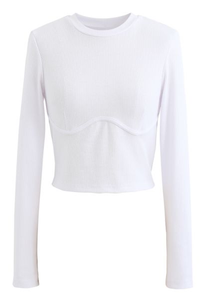 Cotton Long Sleeves White Crop Top