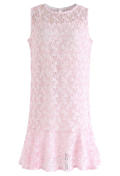 Nuevo vestido sin mangas de ganchillo Love en rosa