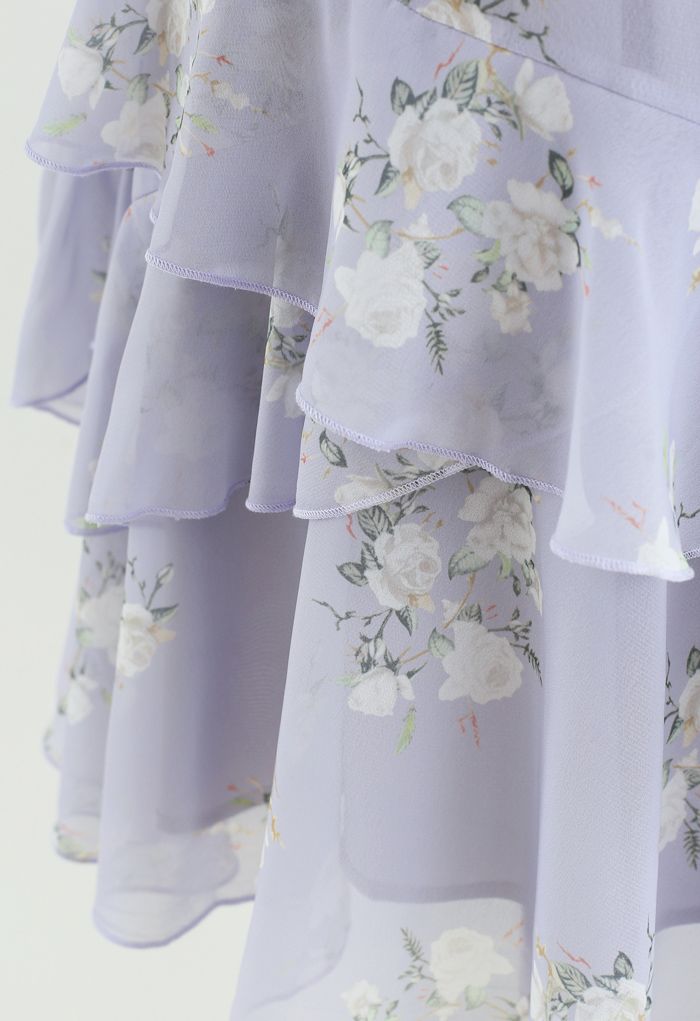 Vestido de gasa con hombros descubiertos Lavender Gardenia Impress