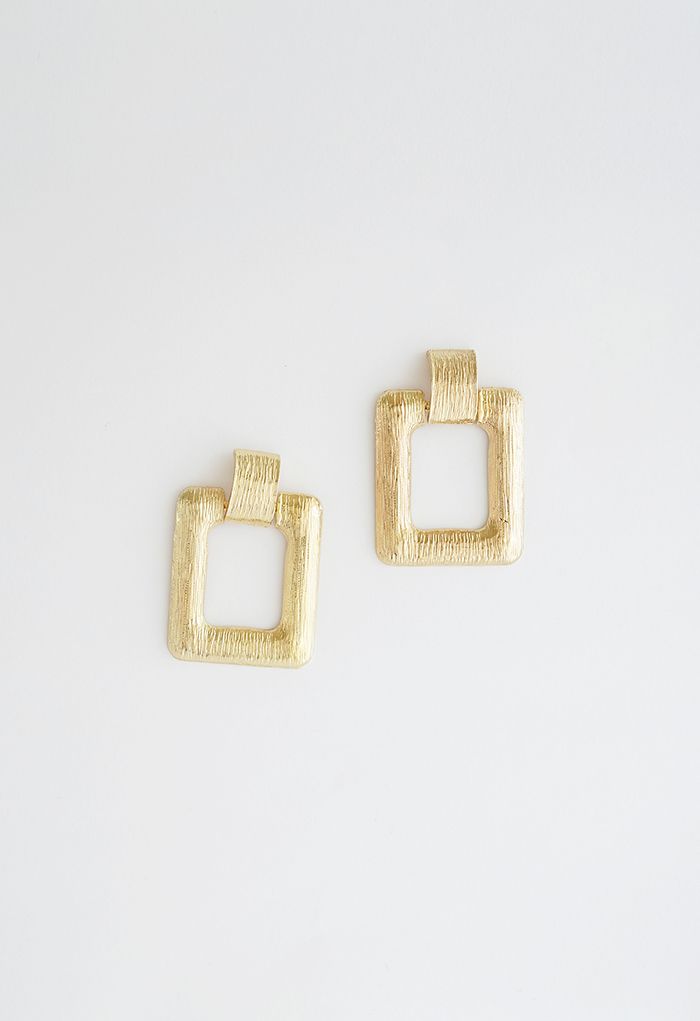 Hammered Square Gold Earrings