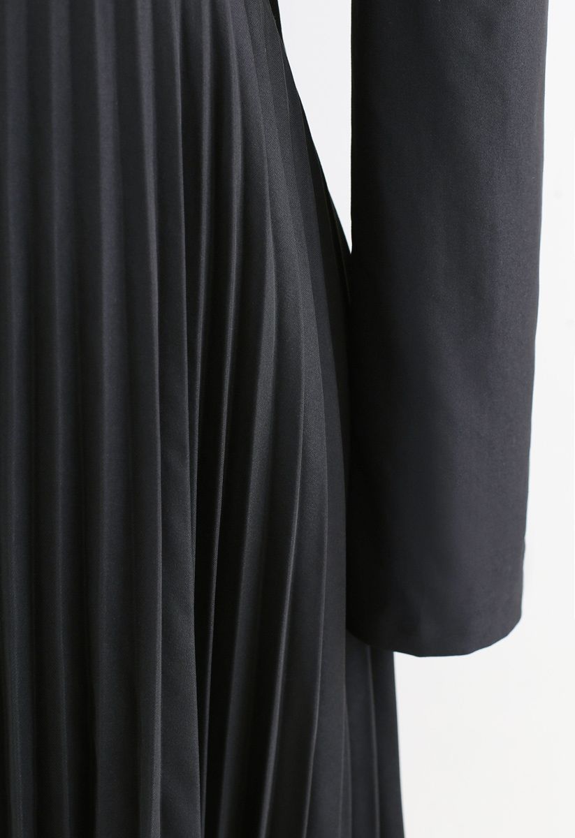 Asymmetric Pleated Buttoned Blazer Dress in Grey