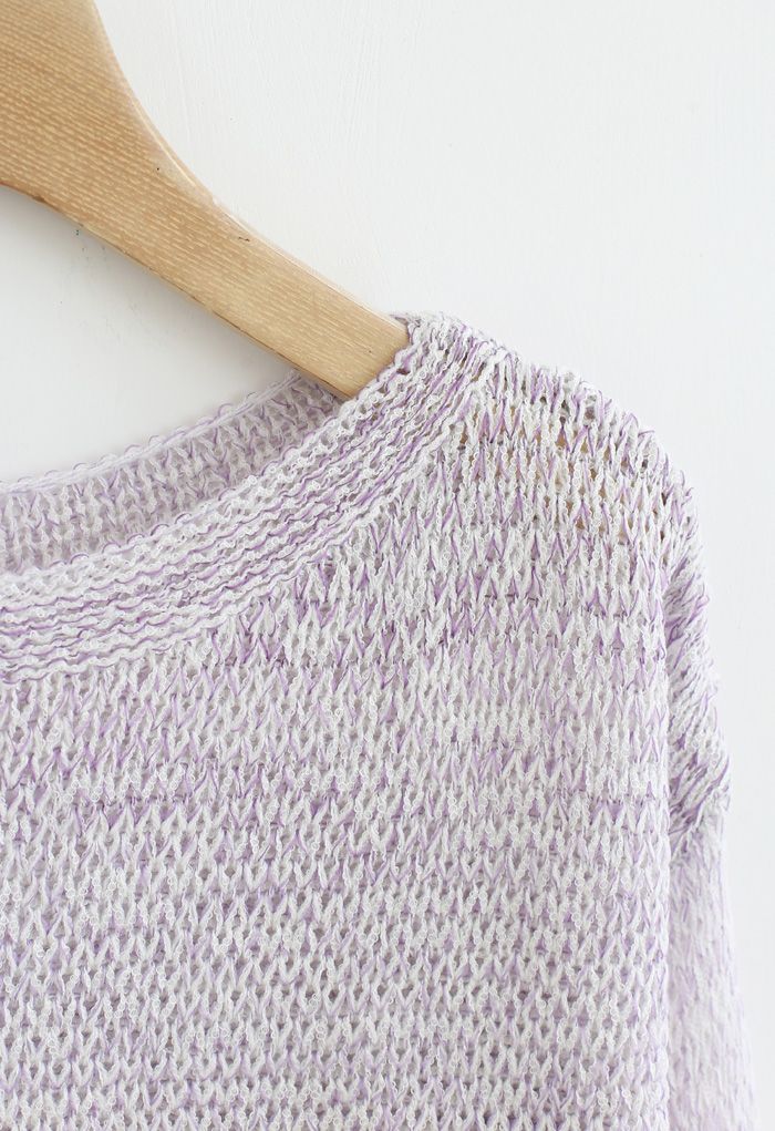 Variegated Open Knit Sweater in Lavender