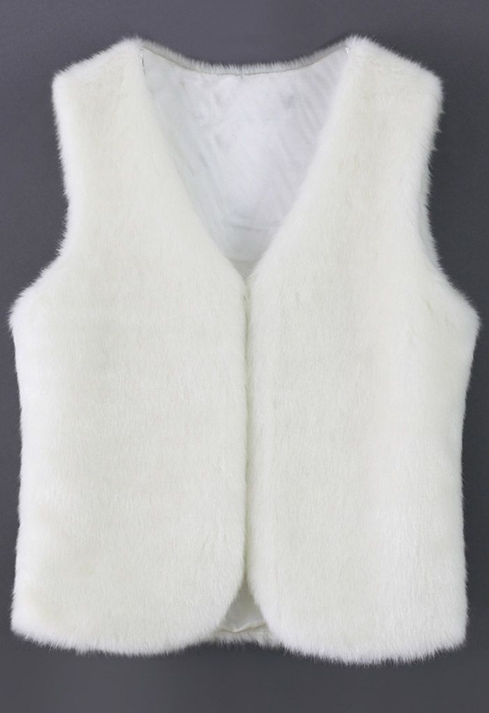 White Faux Fur Vest