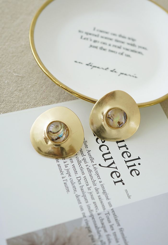 Marble Decorated Gold Earrings