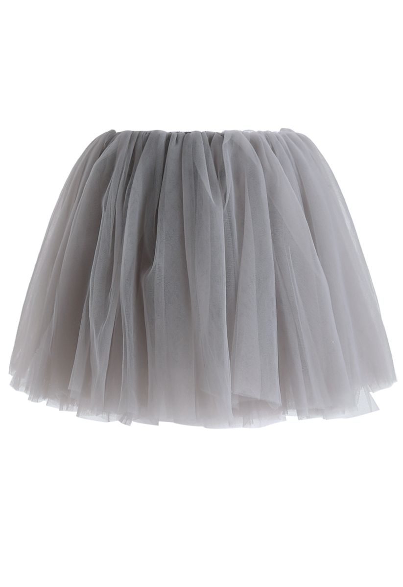 Amore Mesh Tulle Skirt in Grey For Kids