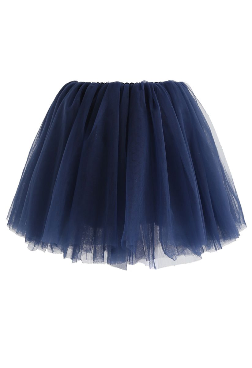 Amore Mesh Tulle Skirt in Navy For Kids