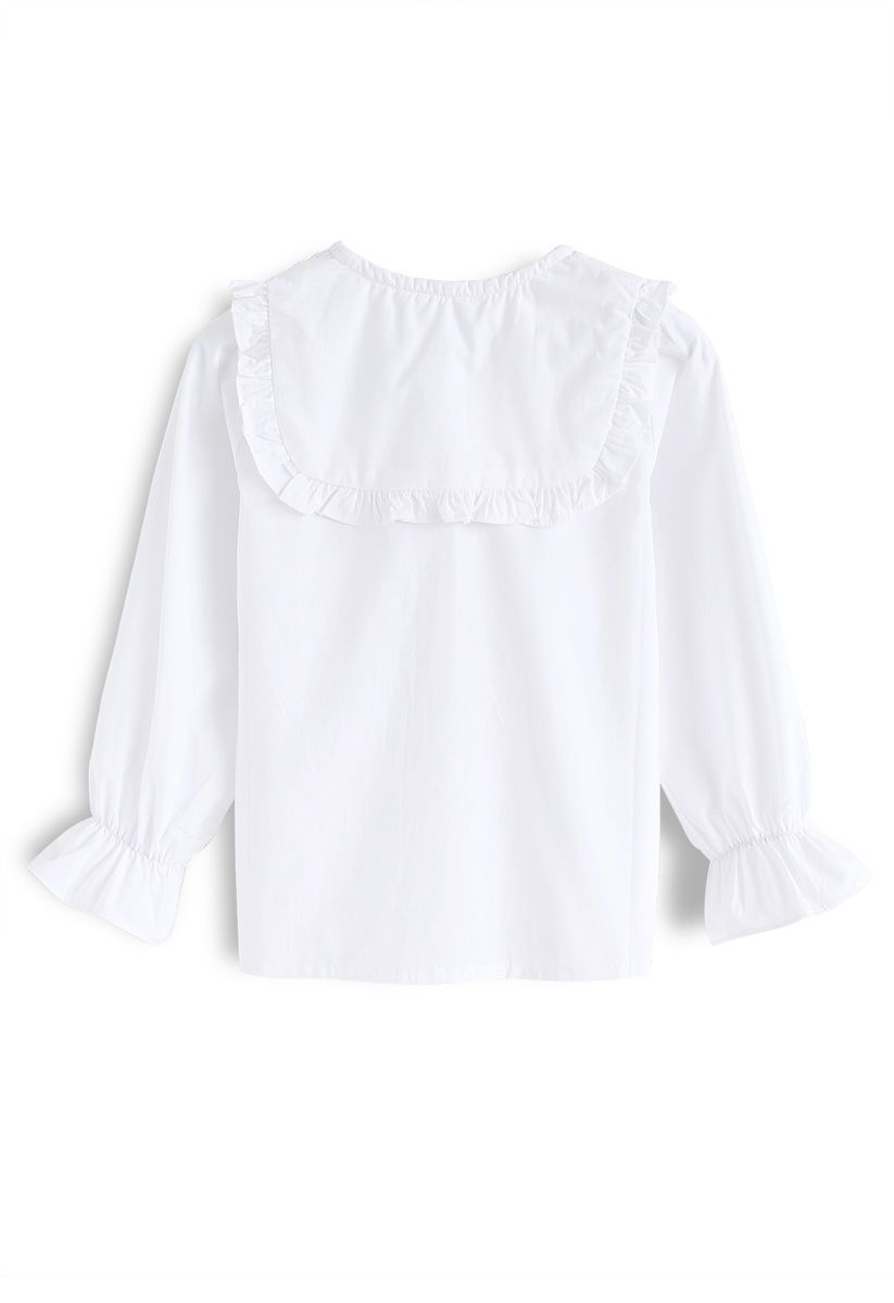 Harmonious Source Embroidered Top in White For Kids 