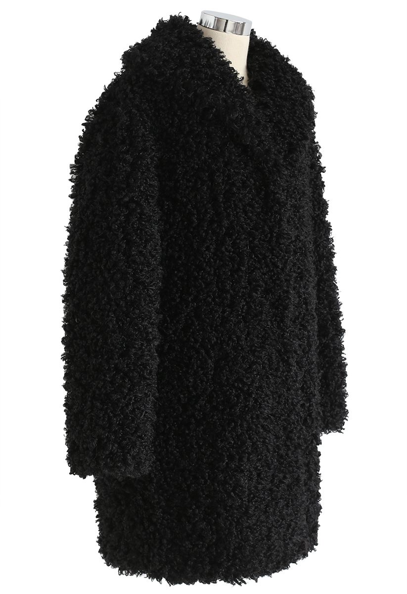 Feeling of Warmth Faux Fur Longline Coat in Black