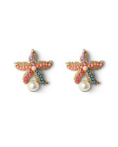 Starfish Earrings with Pearl Decor