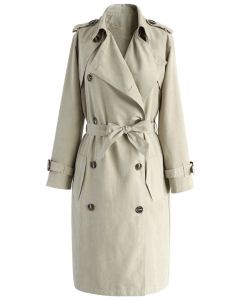 Refined Double-breasted Trench Coat in Sand 