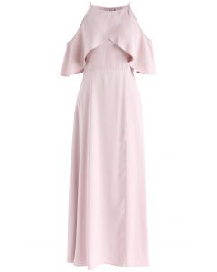 Sylphlike Pink Cold-Shoulder Maxi Dress