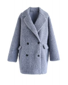 Out with A Sherpa Coat in Dusty Blue