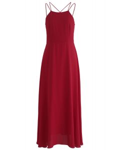 Gorgeous Movement Cross Back Maxi Dress in Red