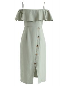 Just in The Mood Cold-Shoulder Dress in Pea Green