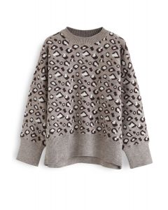 Taupe Leopard Knit Sweater
