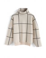 Grid Turtleneck Sweater