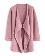 Abrigo abierto de punto en rosa