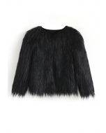 My Chic Faux Fur Coat in Black For Kids
